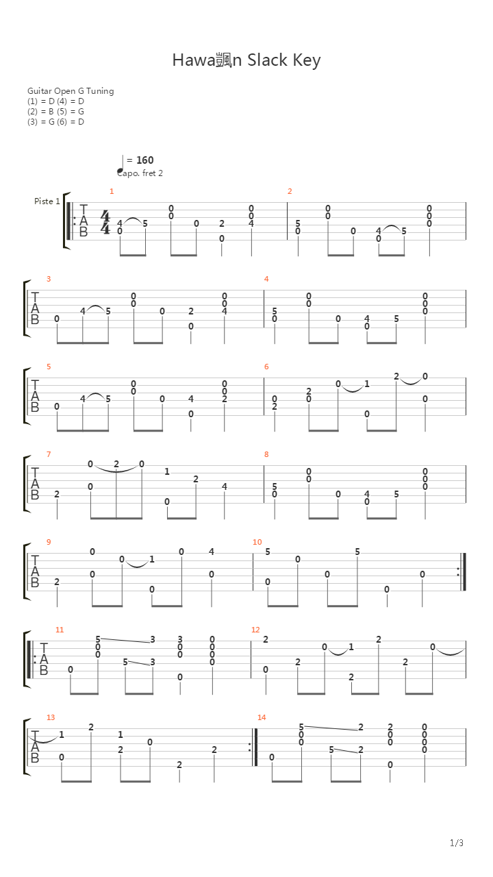 Hawaian Slack Key吉他谱