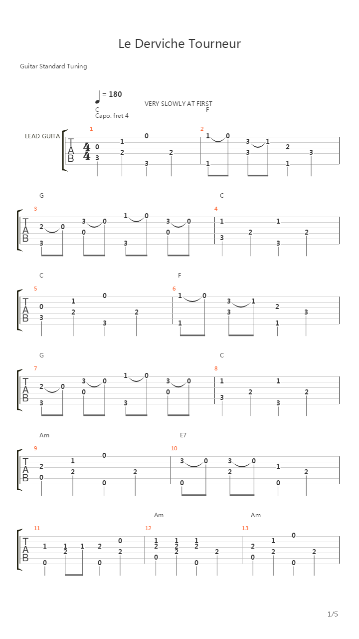 Le Derviche Tourneur吉他谱