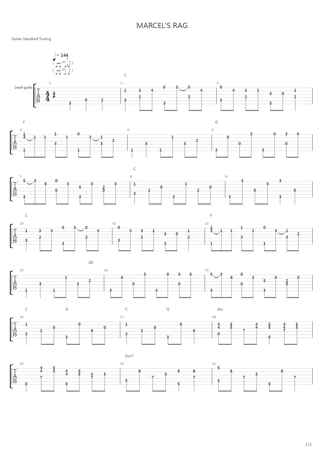 Marcels Rag吉他谱