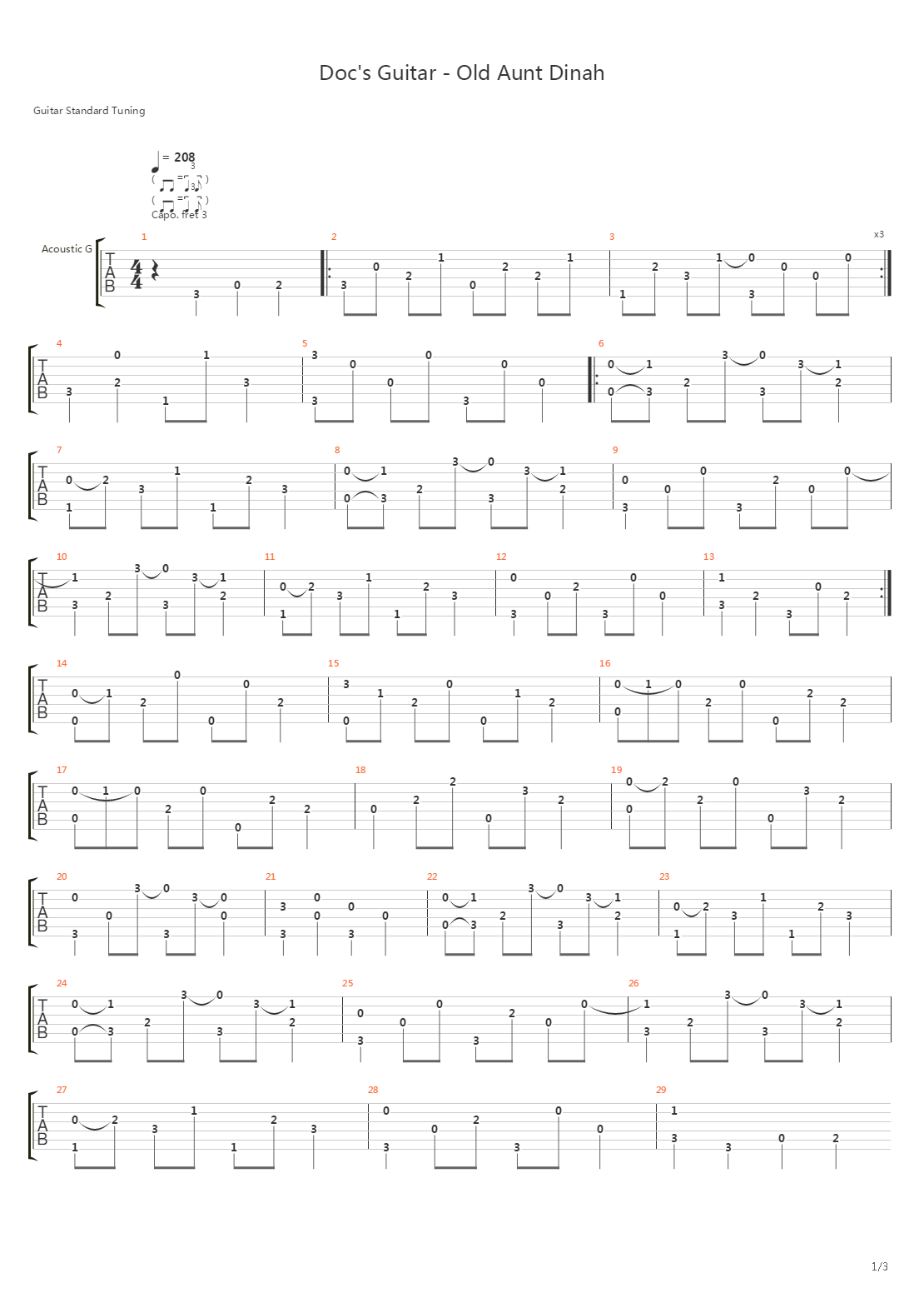 Medley Docs Guitar - Old Aunt Dinah吉他谱