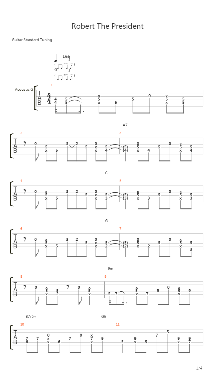 Robert The President吉他谱