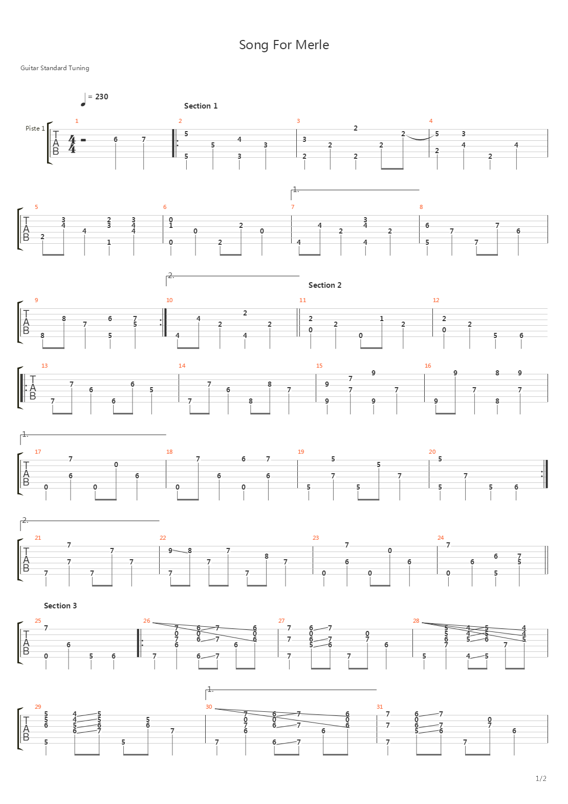 Song For Merle吉他谱