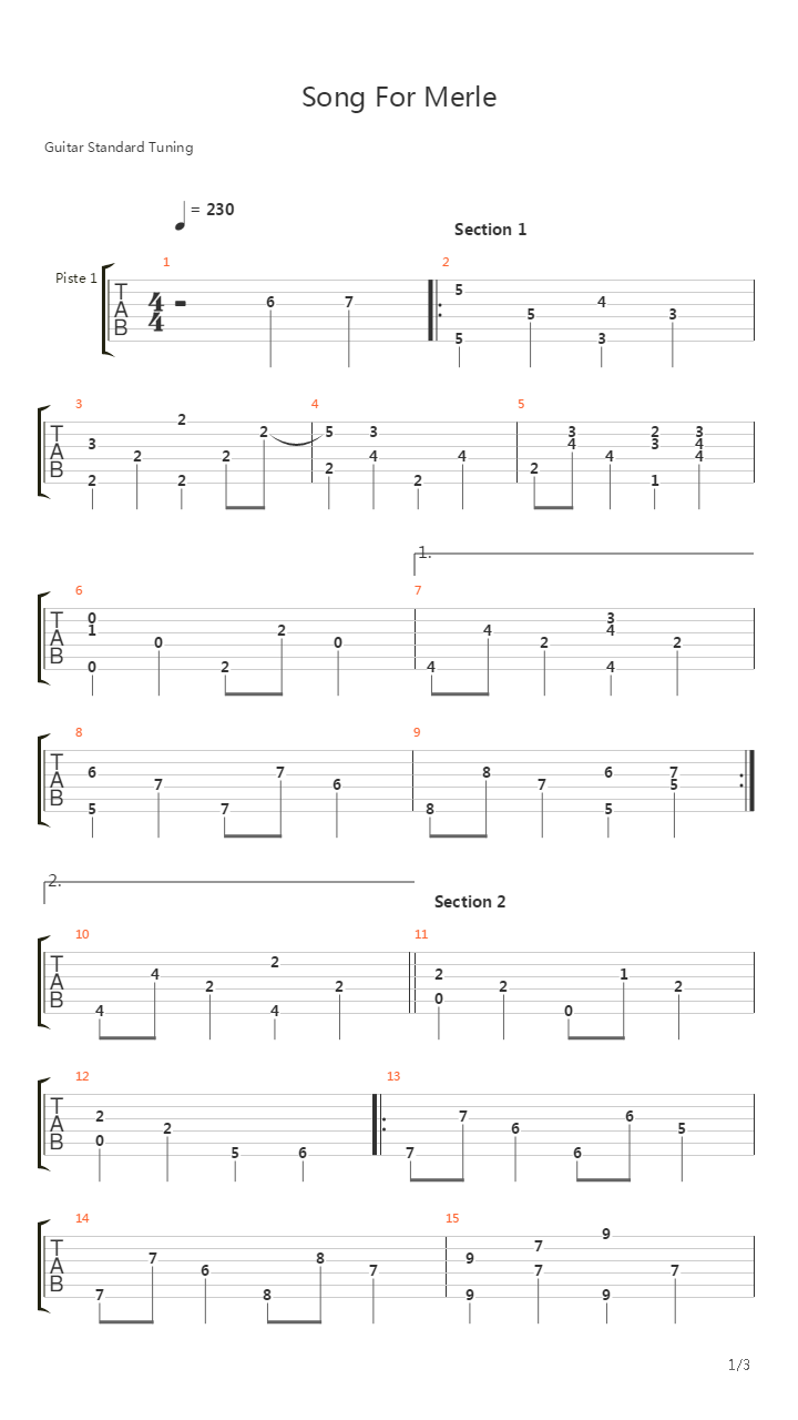 Song For Merle吉他谱