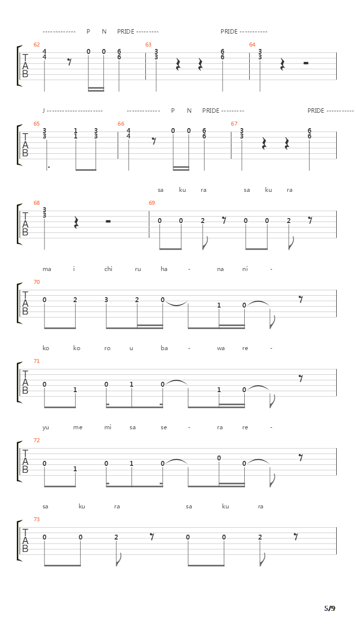 Jpn Pride吉他谱