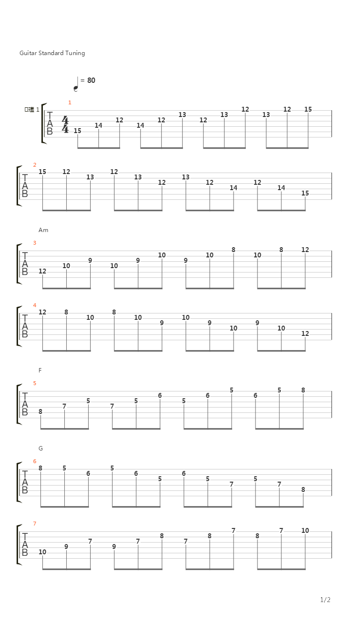 Group of 3 alternate picking lesson in C major Key(三组C大调交替拨奏练习教程)吉他谱