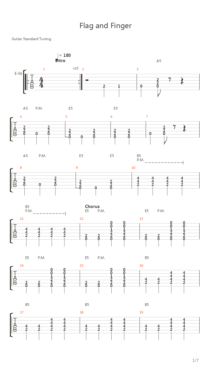 Flag And Finger吉他谱