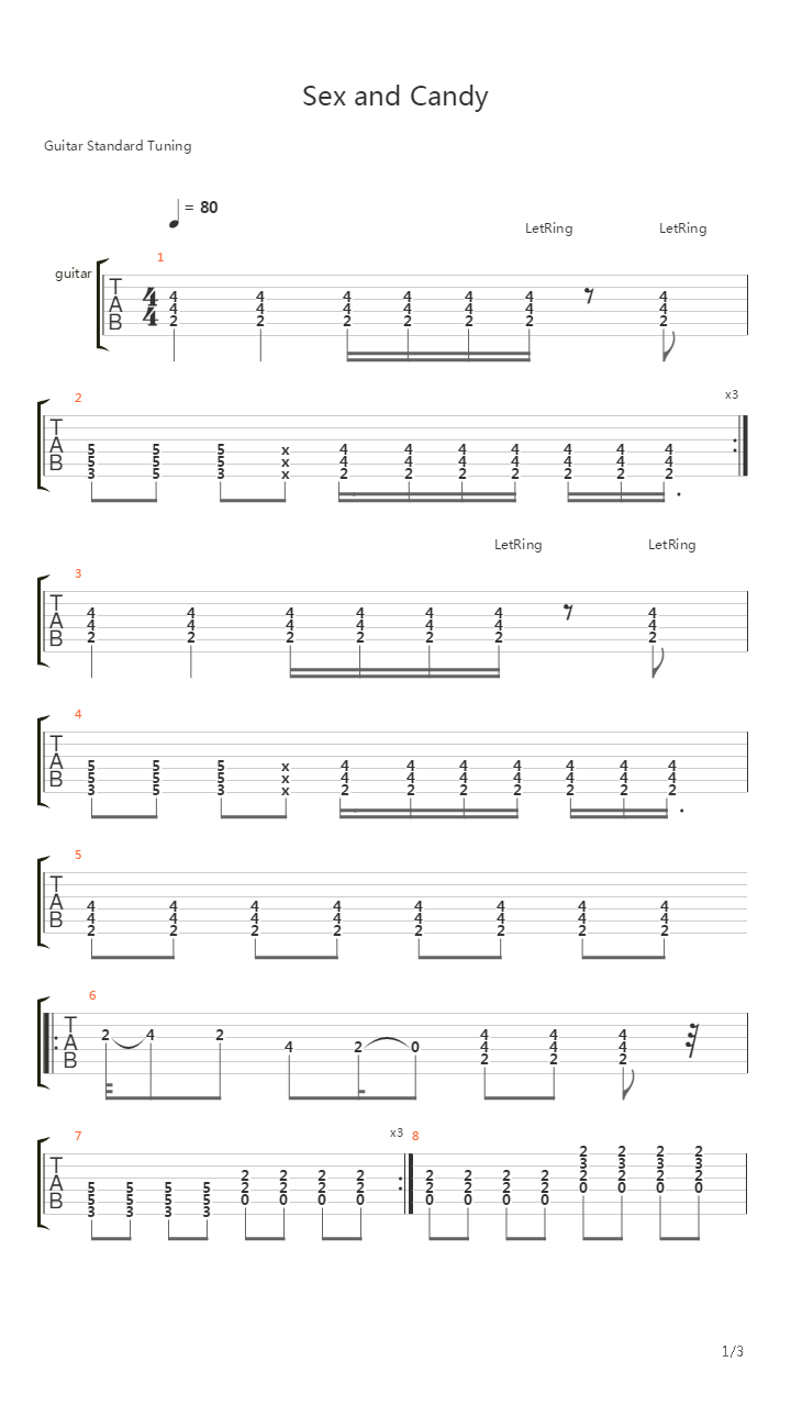 I Smell Sex And Candy吉他谱