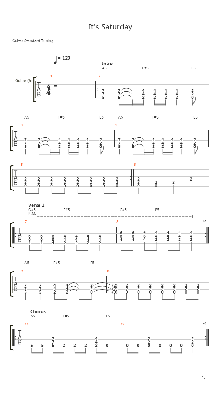 Its Saturday吉他谱