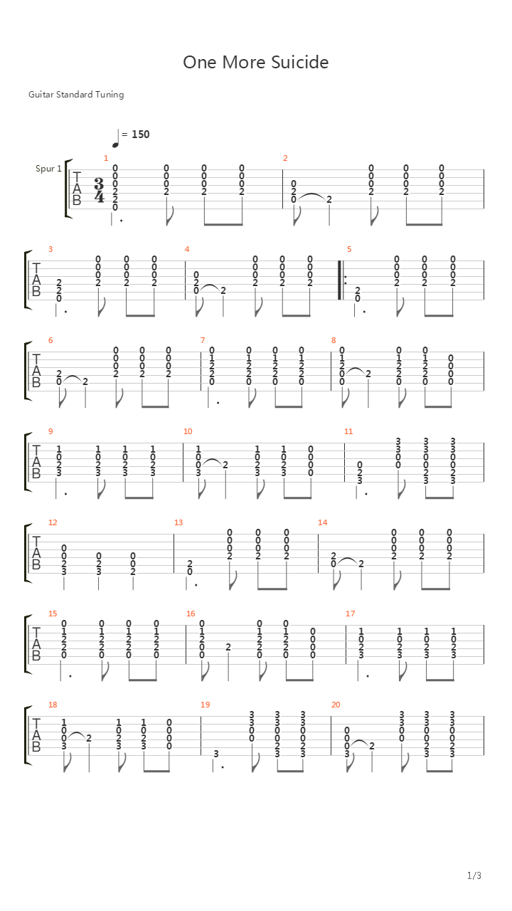 One More Suicide吉他谱
