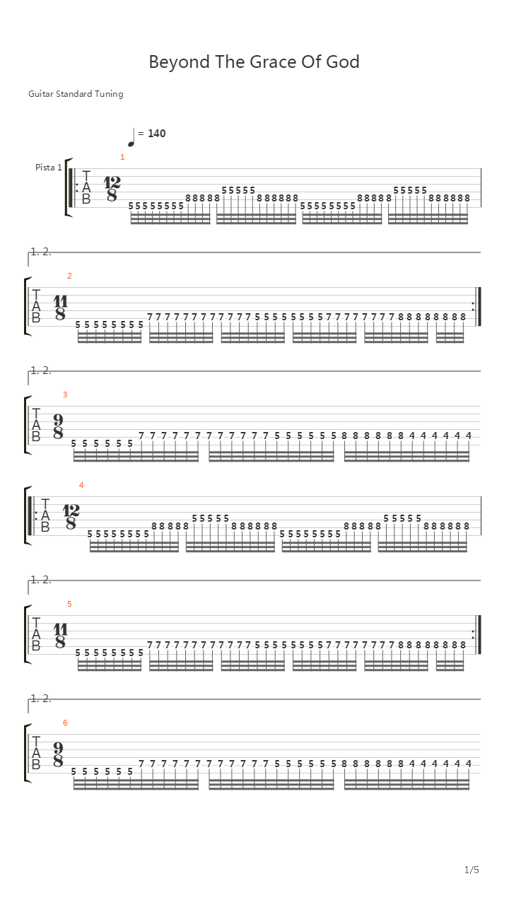 Beyond The Grace Of God吉他谱