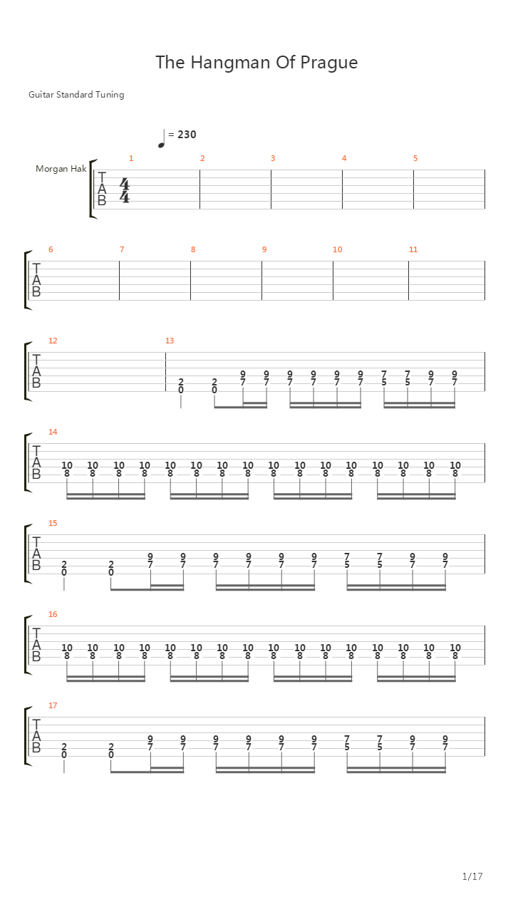 Hangman Of Prague吉他谱