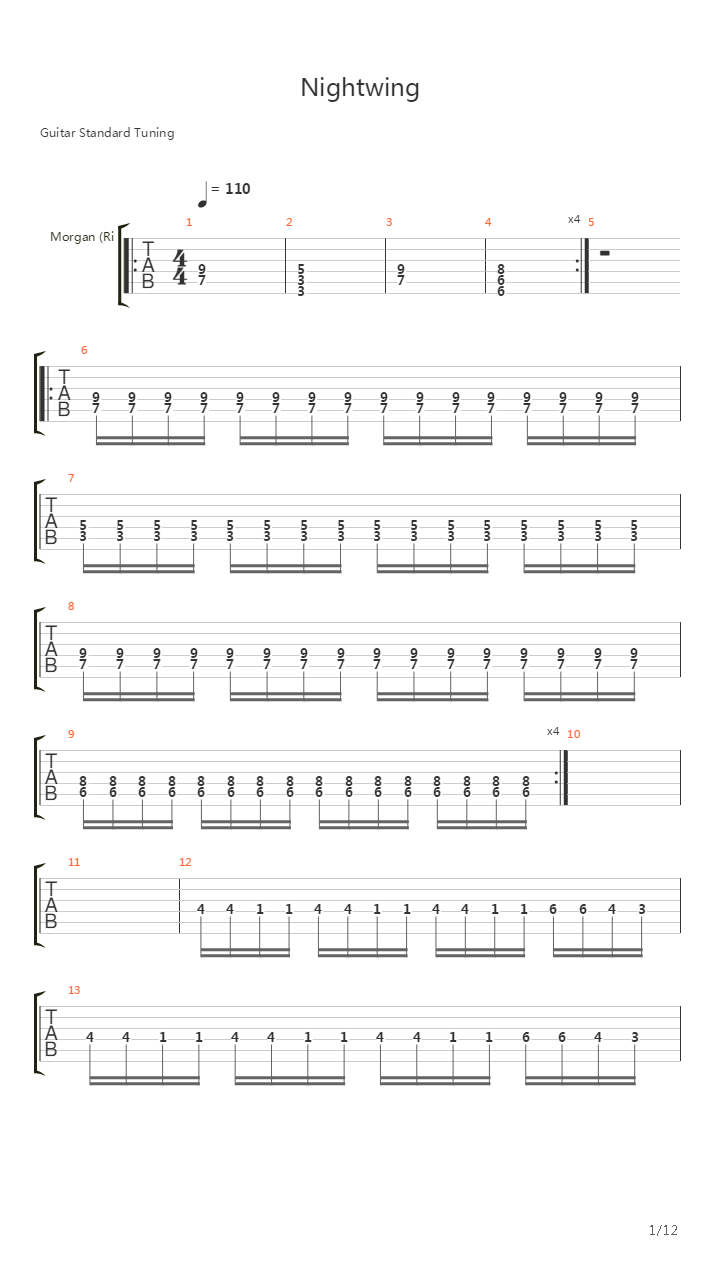 Nightwing吉他谱