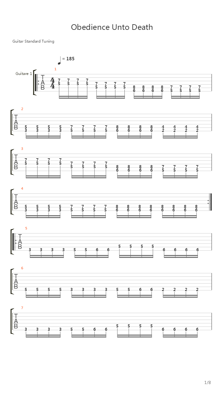Obedience Unto Death吉他谱