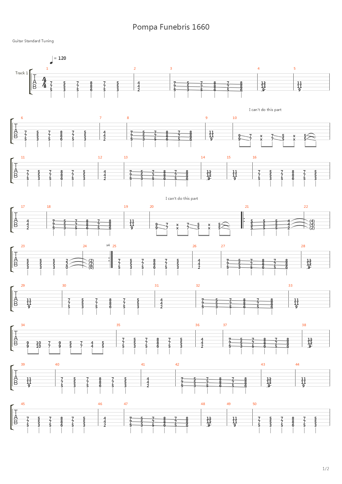 Pompa Funebris 1660吉他谱