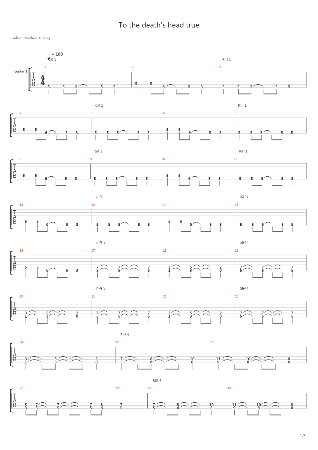 To The Deaths Head True吉他谱