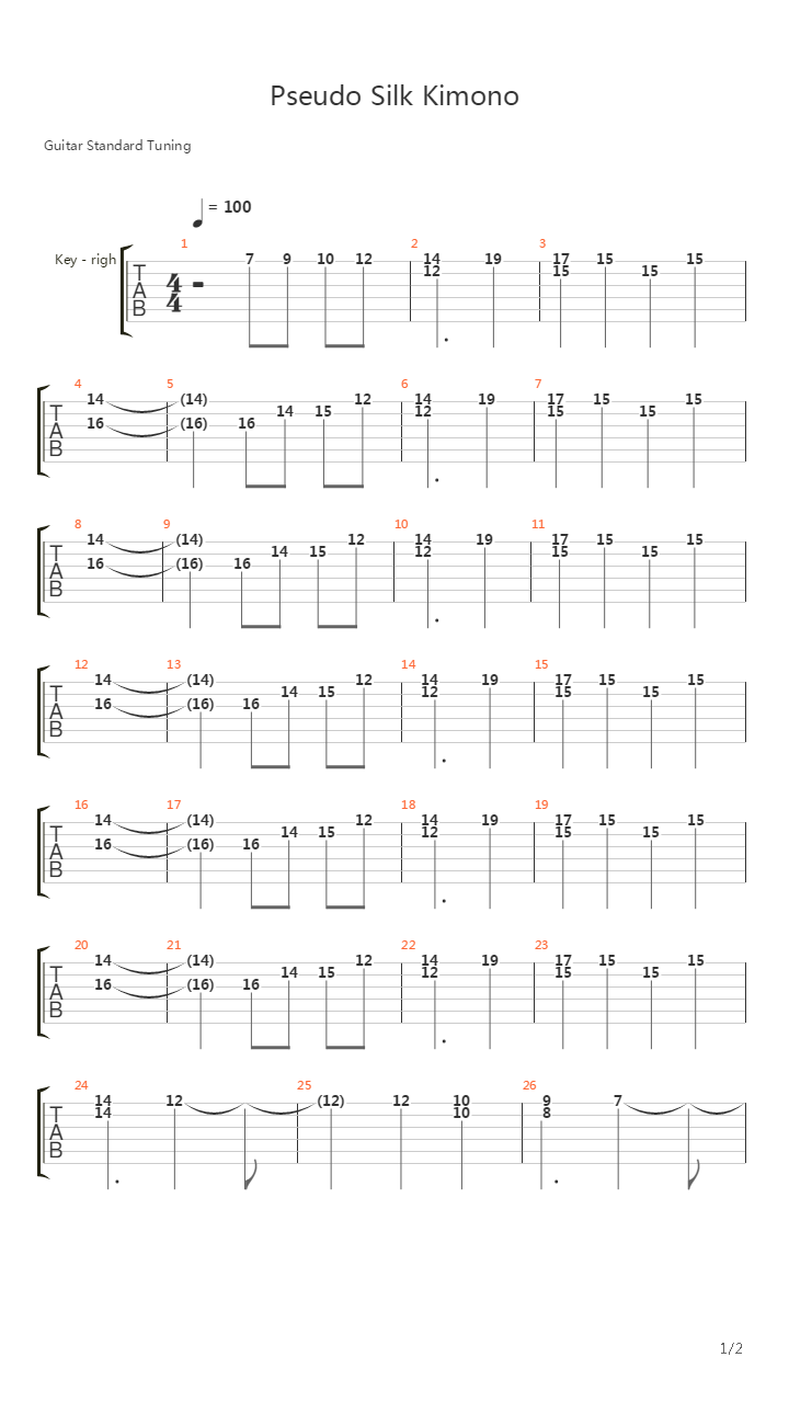 Pseudo Silk Kimono吉他谱