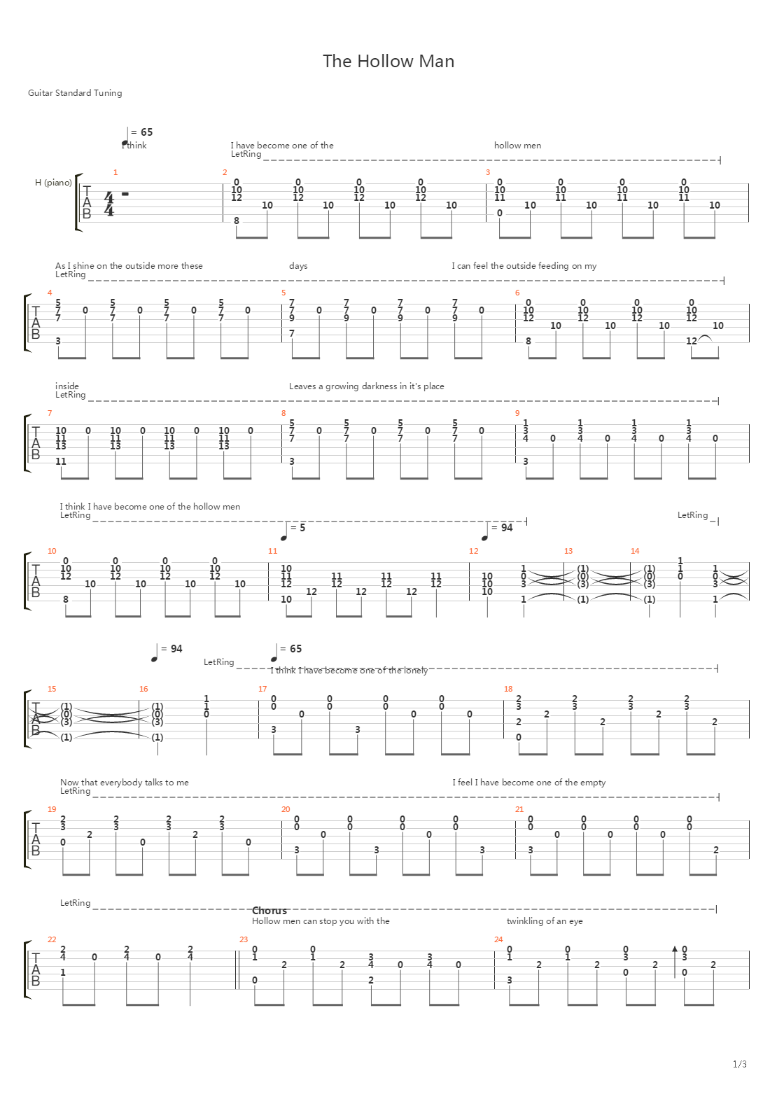 The Hollow Man吉他谱