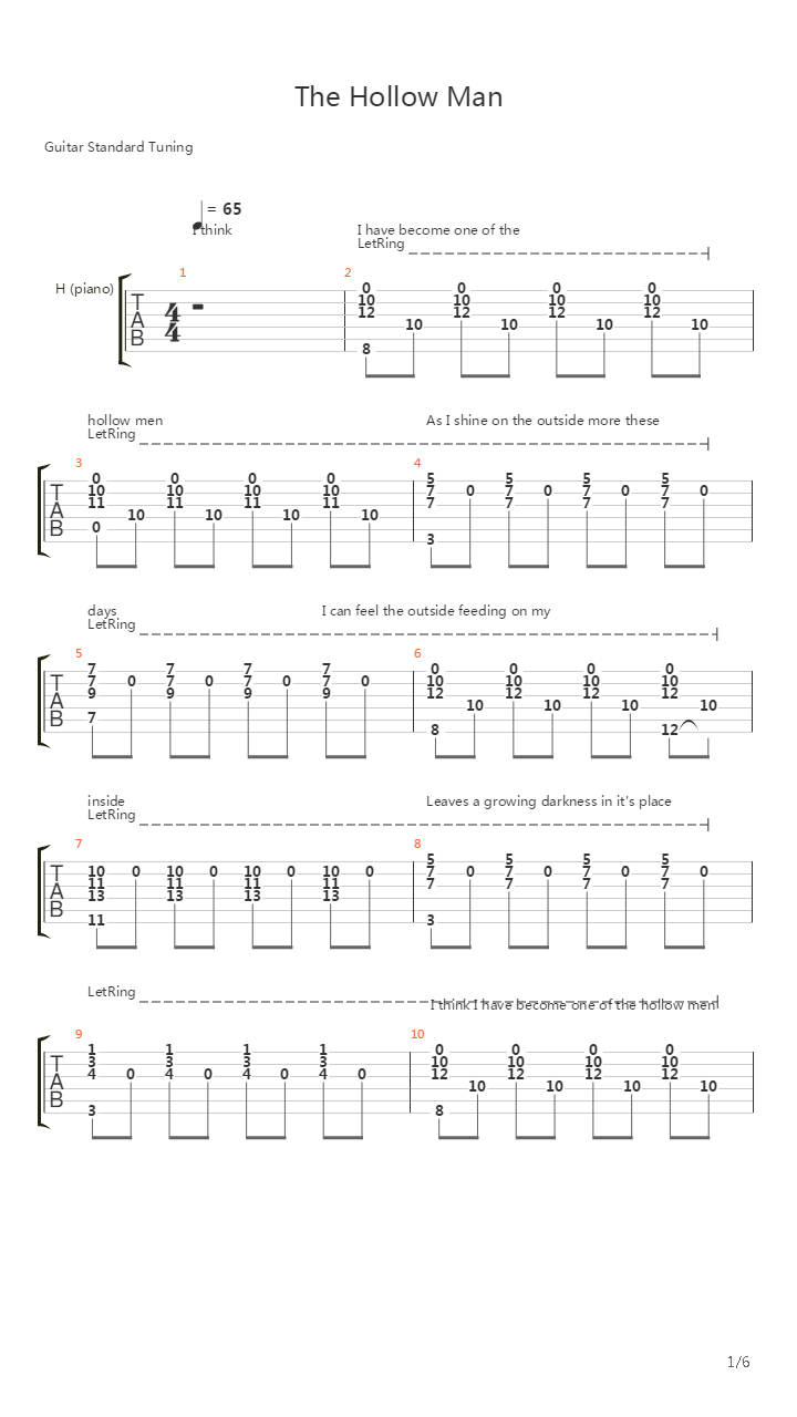 The Hollow Man吉他谱