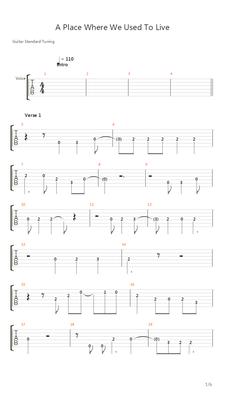 A Place Where We Used To吉他谱