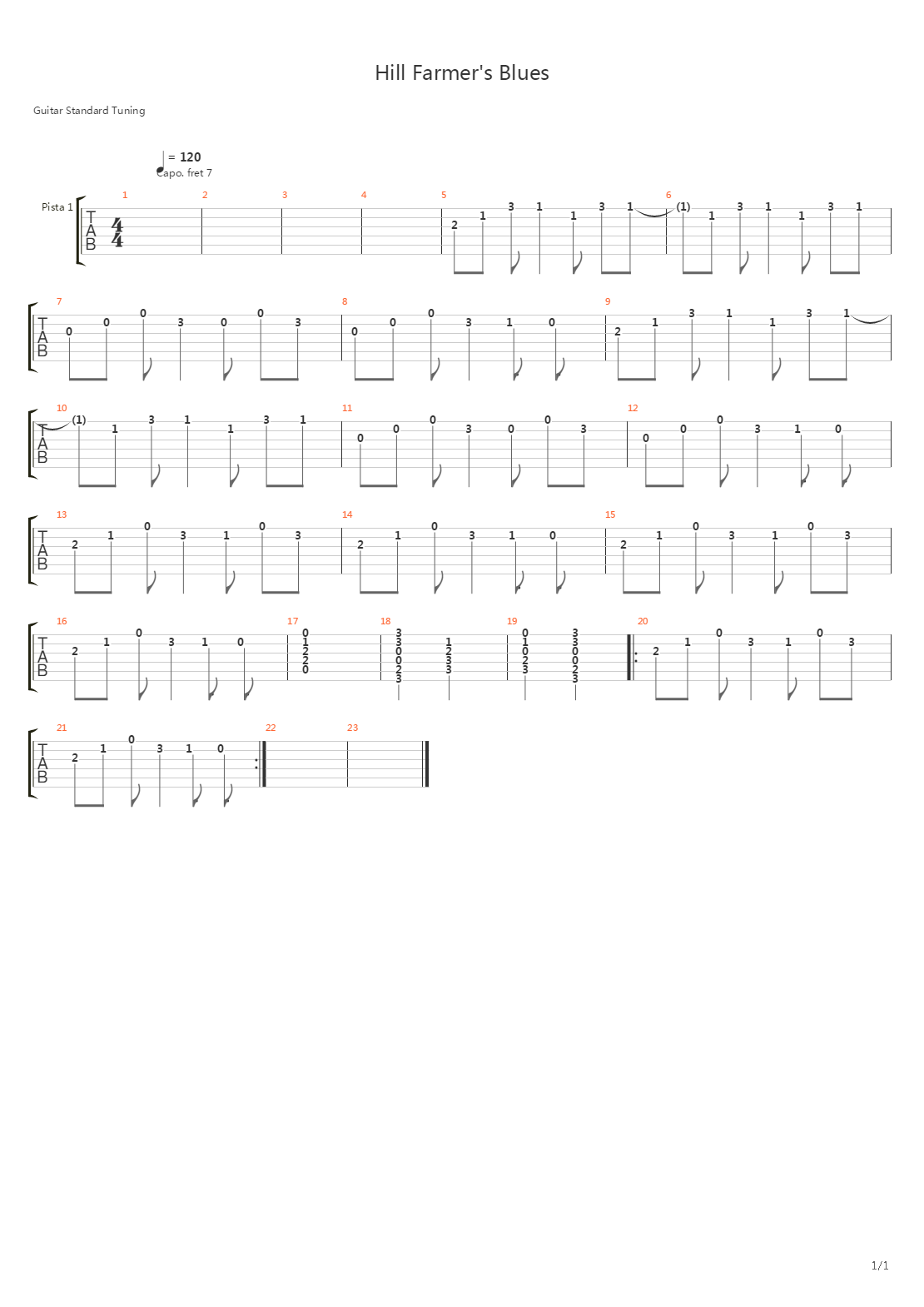 Hill Farmer Blues吉他谱