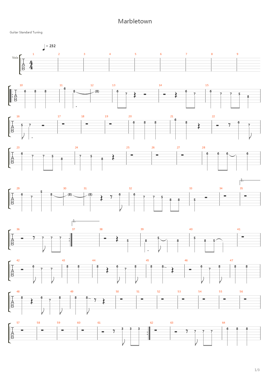 Marbletown吉他谱