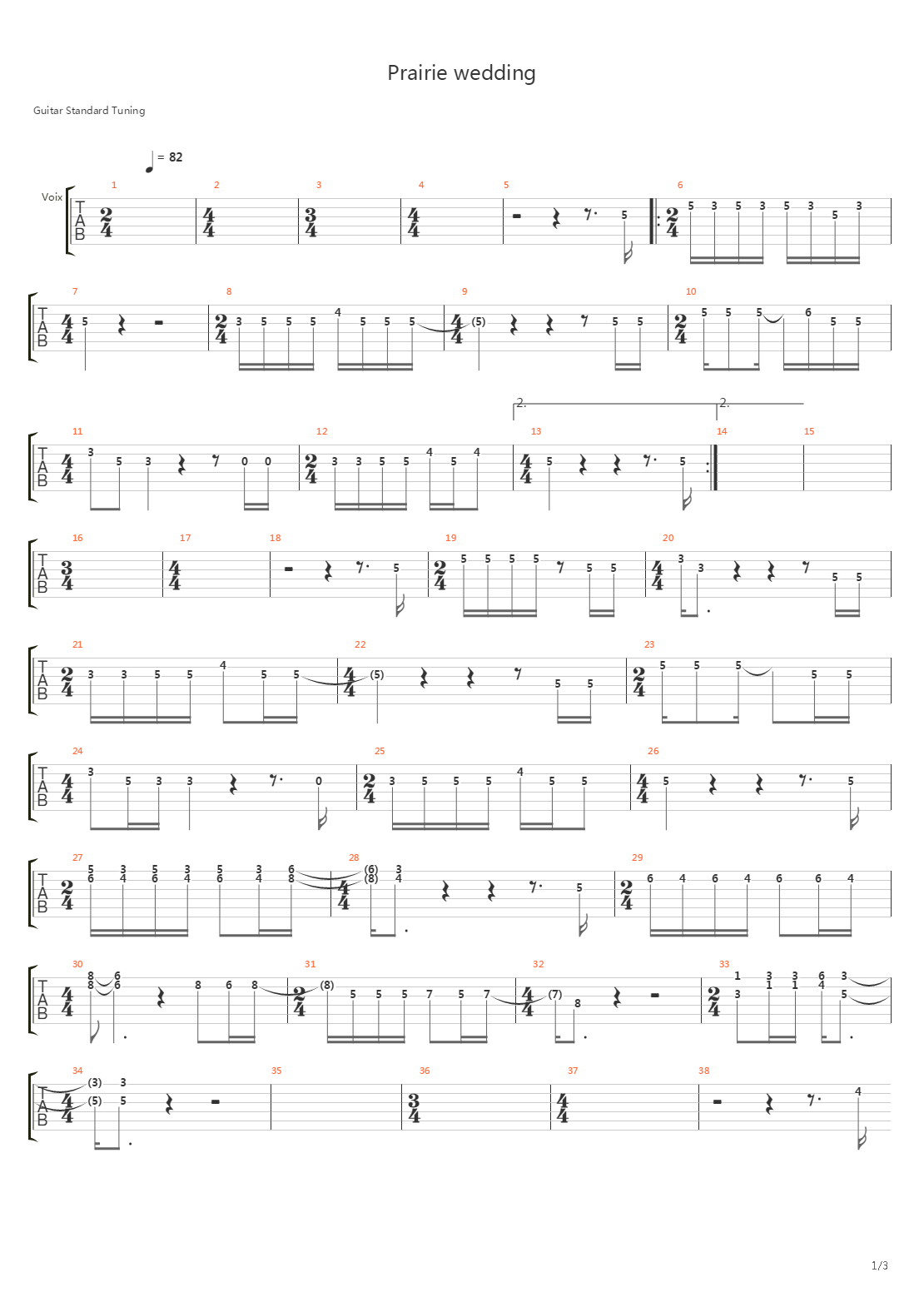 Praire Wedding吉他谱