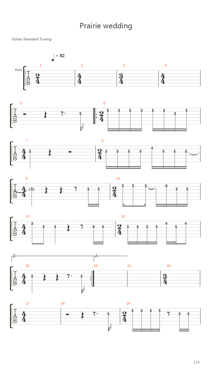 Praire Wedding吉他谱