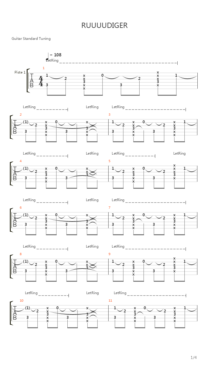 Rudiger吉他谱