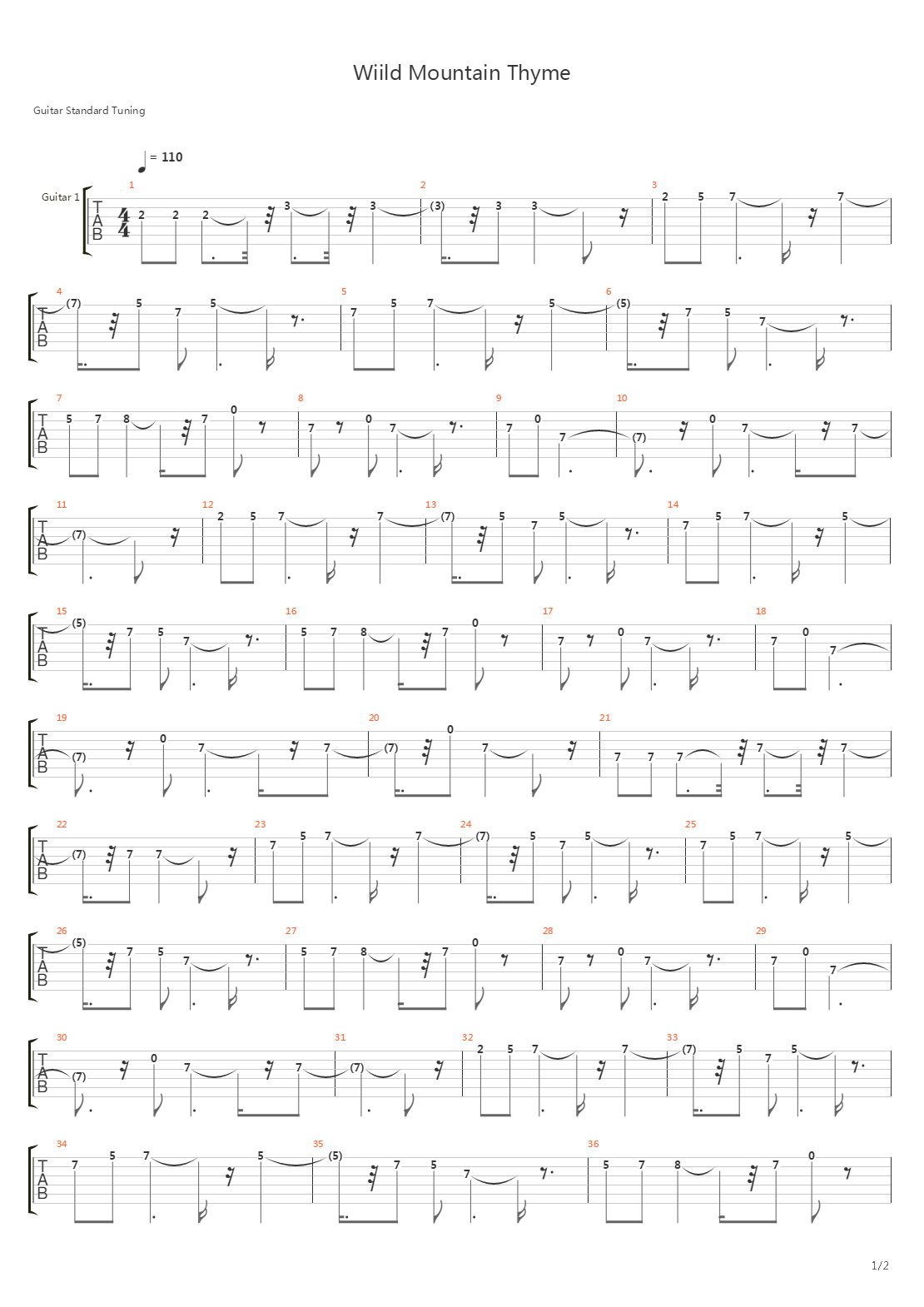 Wiild Mountain Thyme吉他谱