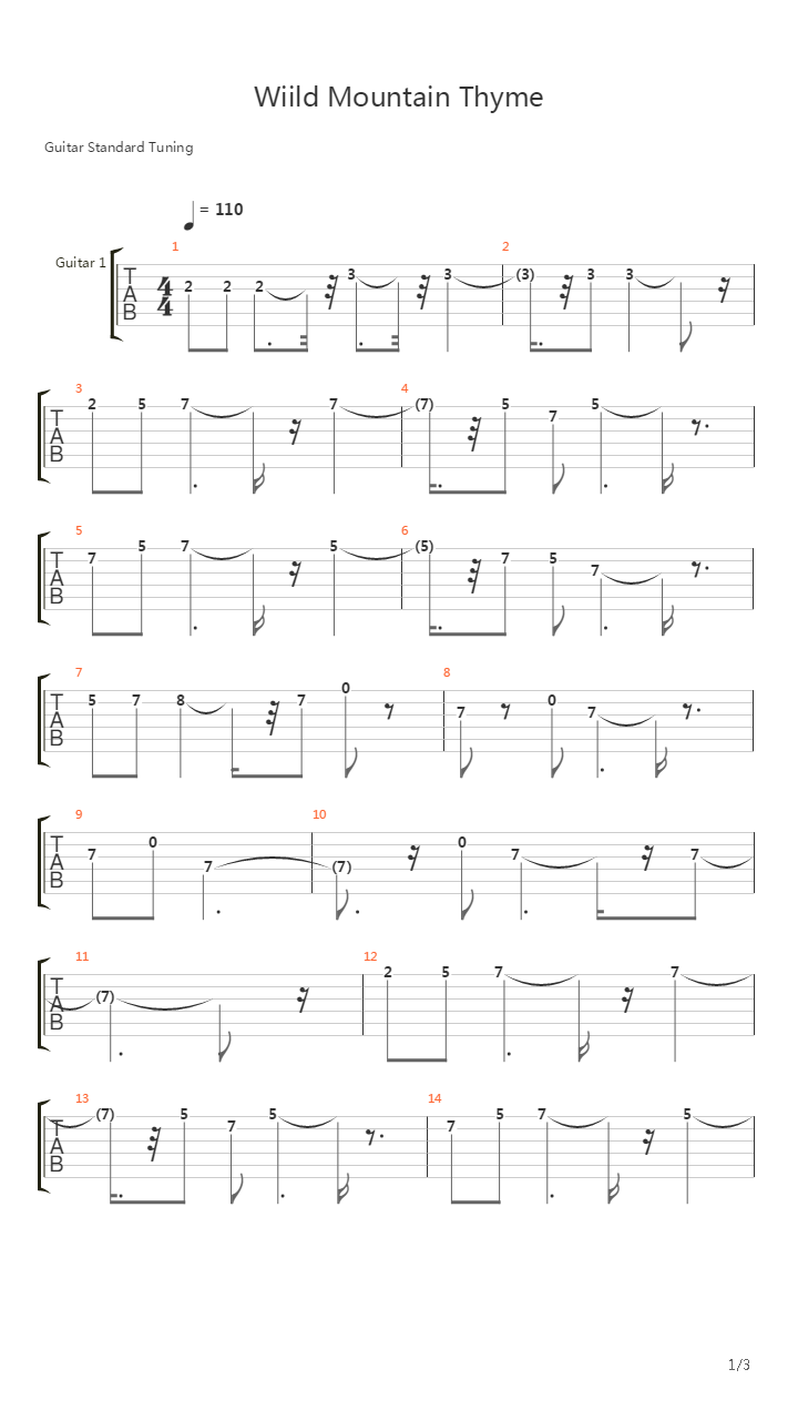 Wiild Mountain Thyme吉他谱