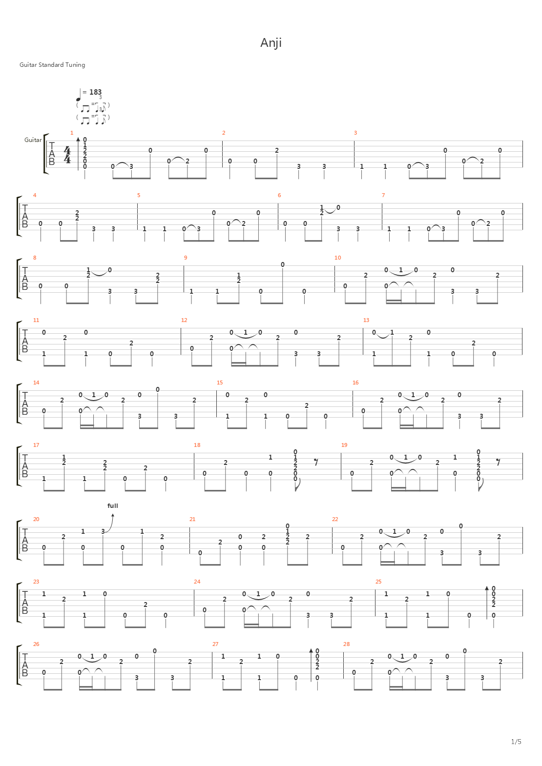 Anji吉他谱