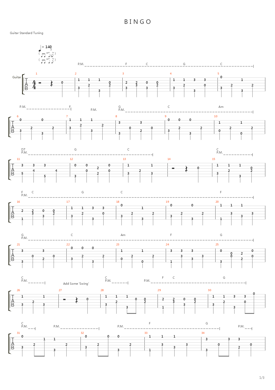 Bingo吉他谱