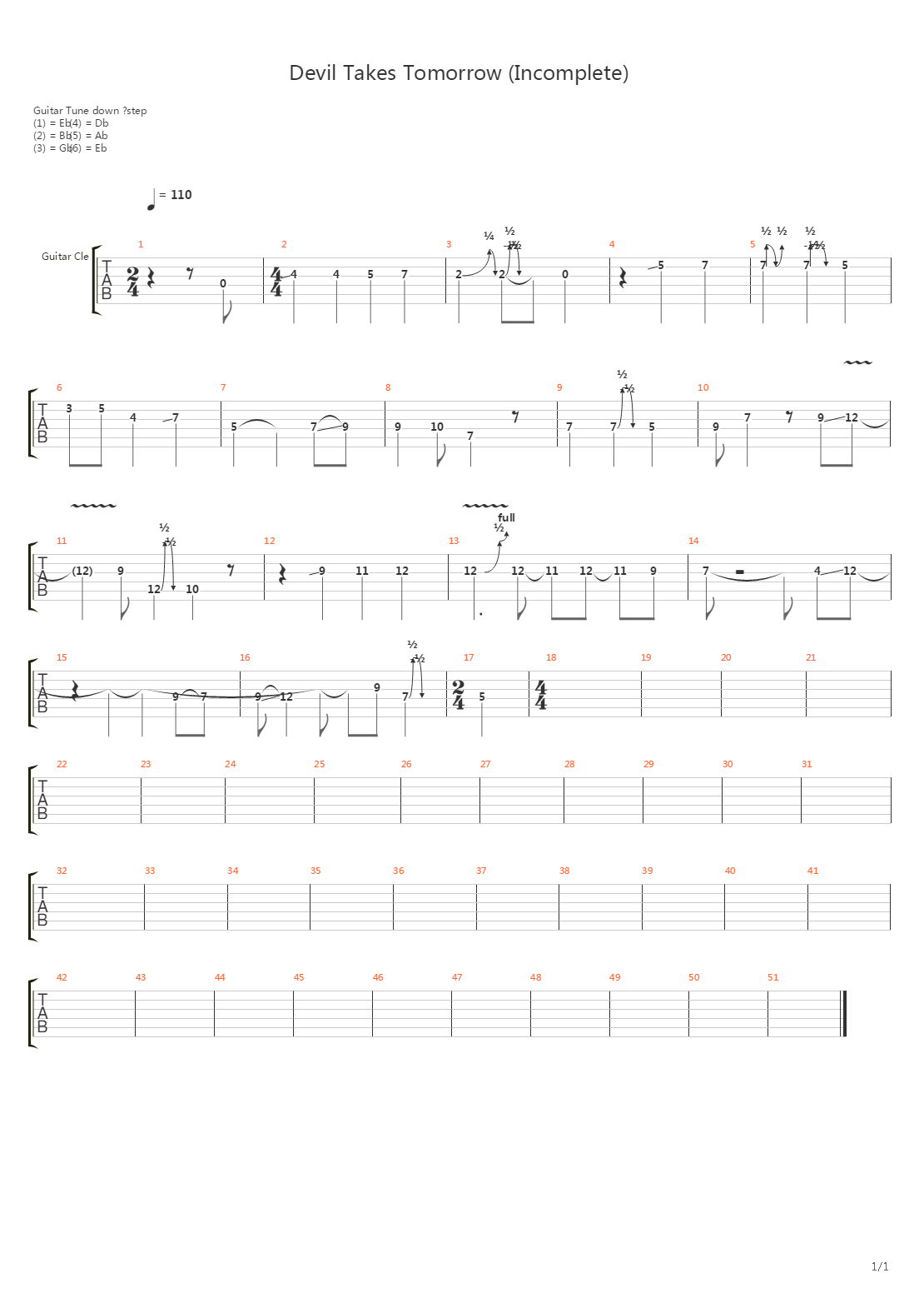 Devil Take Tomorrow吉他谱