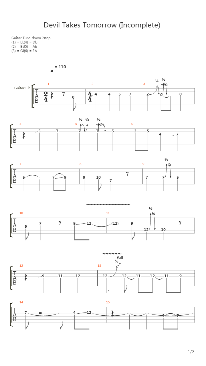 Devil Take Tomorrow吉他谱