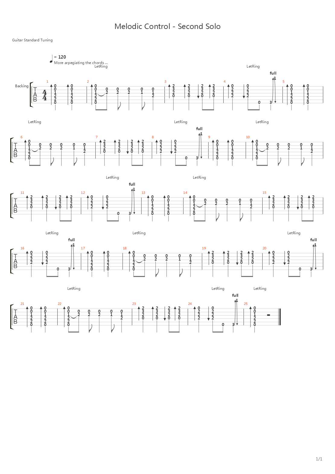 Melodic Control - 2nd Solo吉他谱
