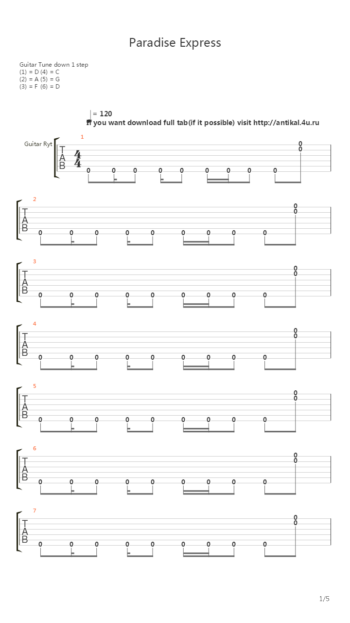 Paradise Express吉他谱