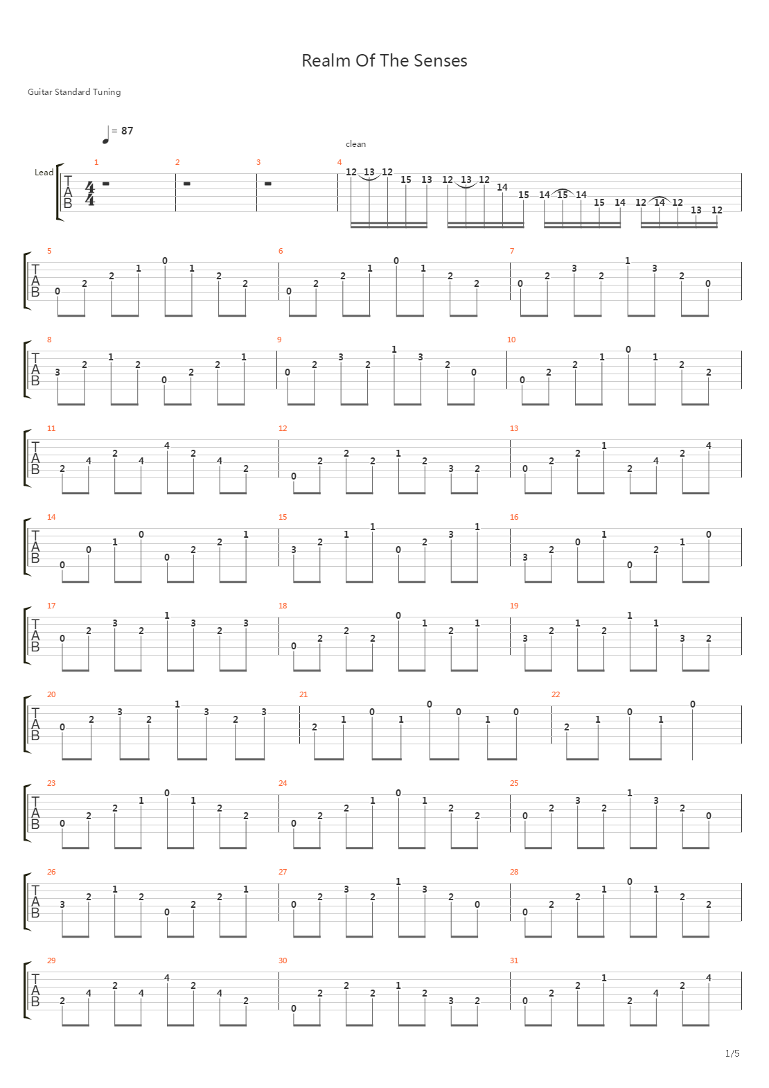 Realm Of The Senses吉他谱