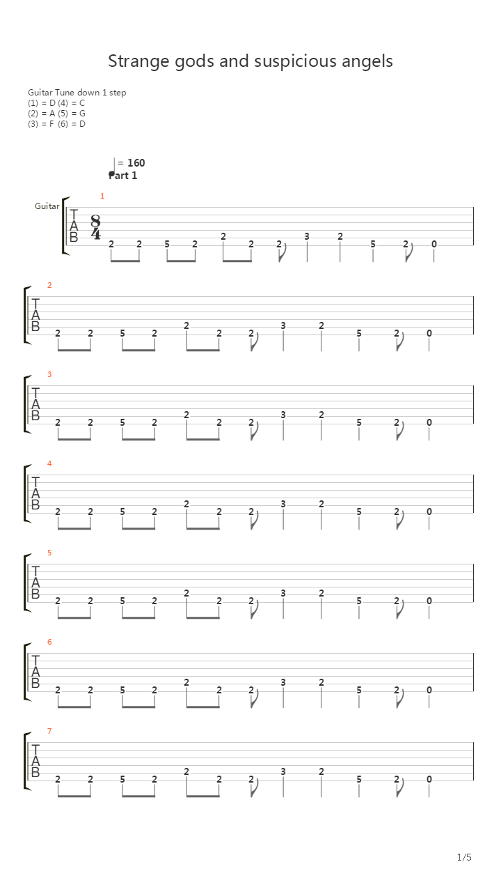 Strange Gods And Suspicious Angels吉他谱