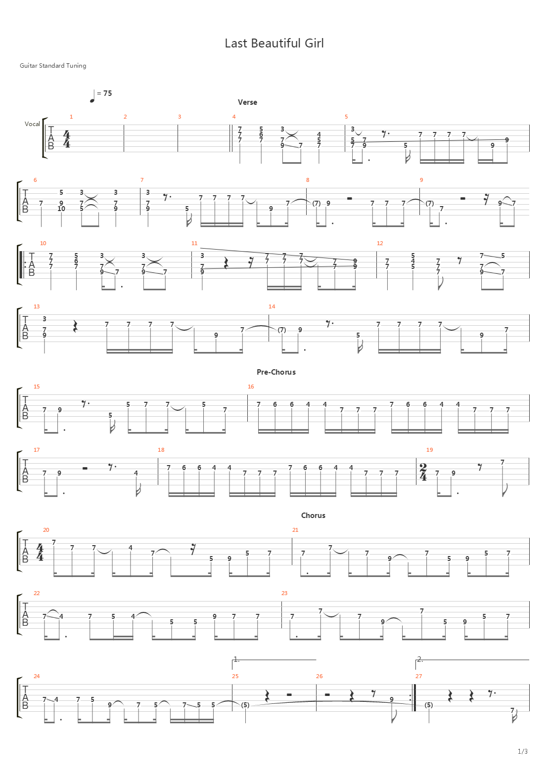 Last Beautiful Girl吉他谱