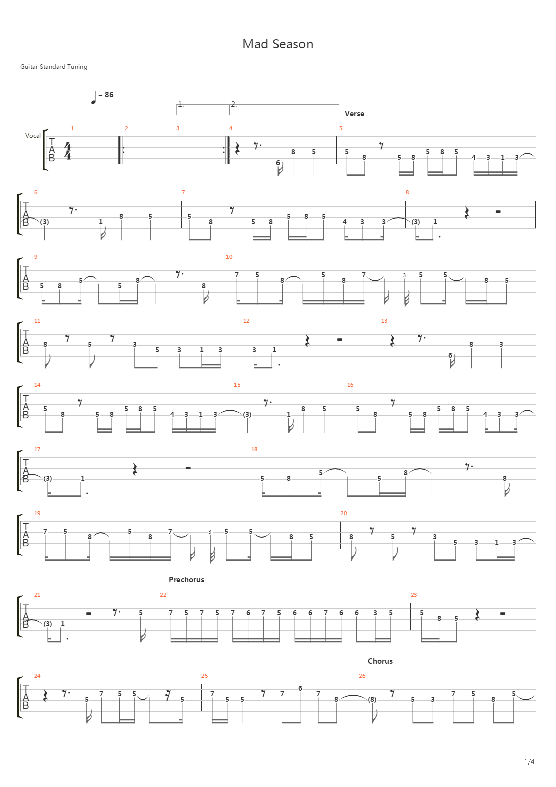 Mad Season吉他谱