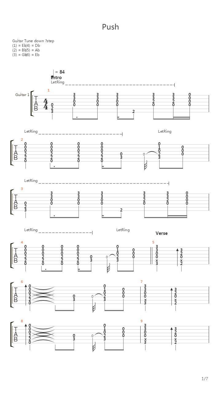 Push吉他谱