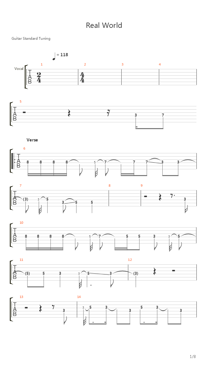 Real World吉他谱