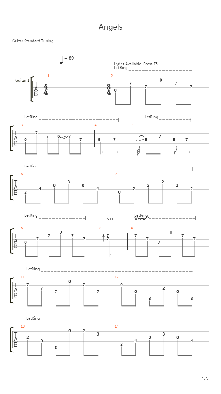 Angels吉他谱