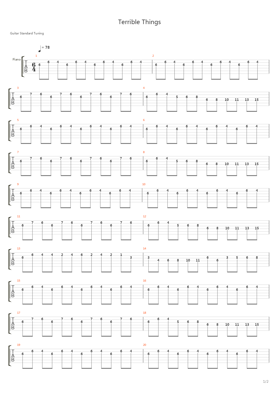 Terrible Things吉他谱