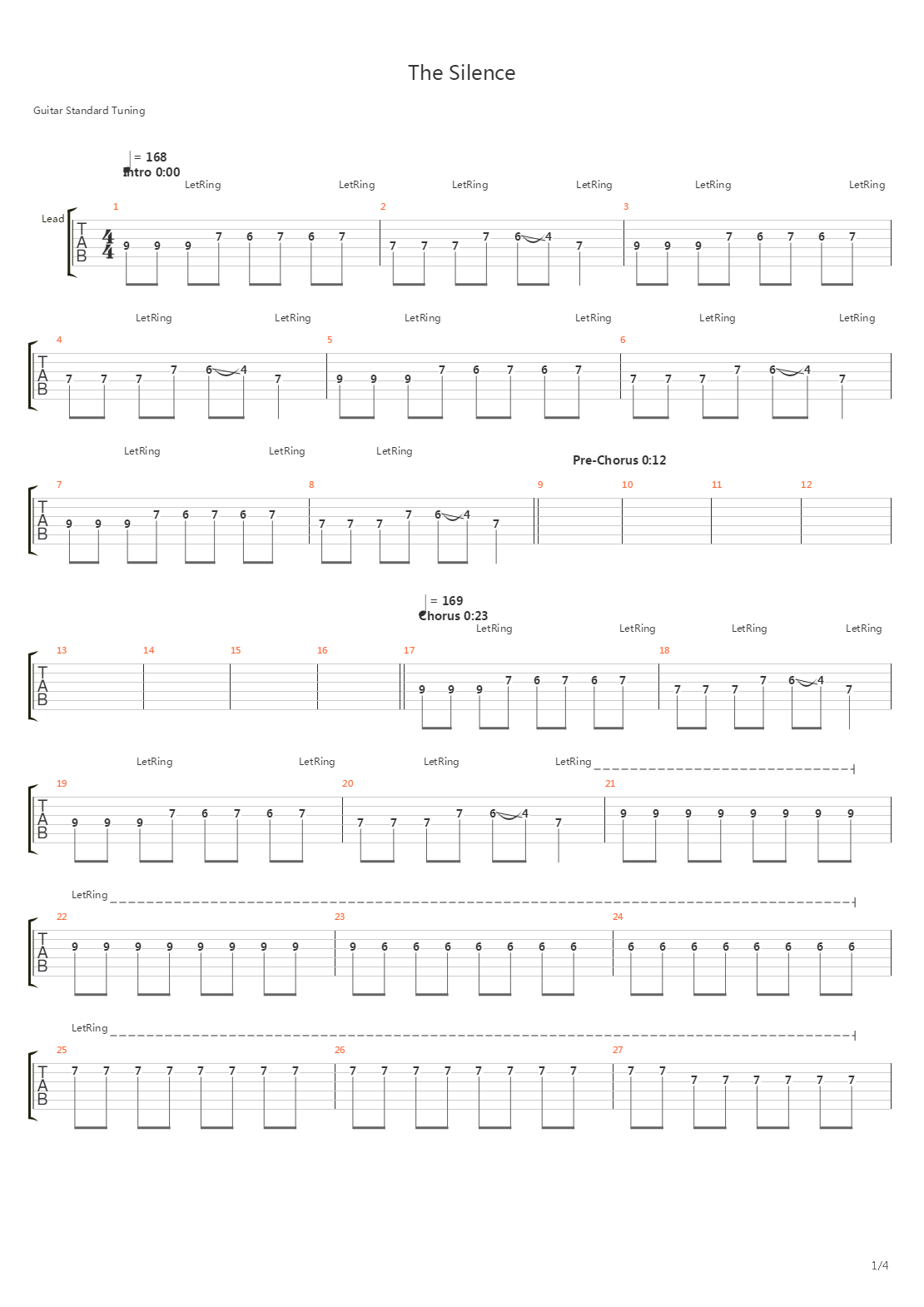 The Silence吉他谱