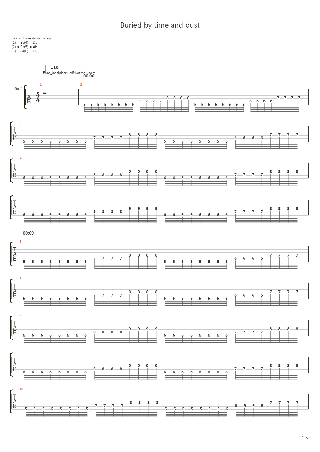 Buried By Time And Dust吉他谱