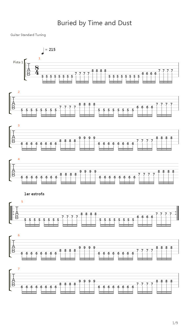 Buried By Time And Dust吉他谱
