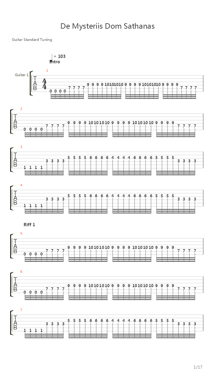 De Mysteriis Dom Sathanas吉他谱