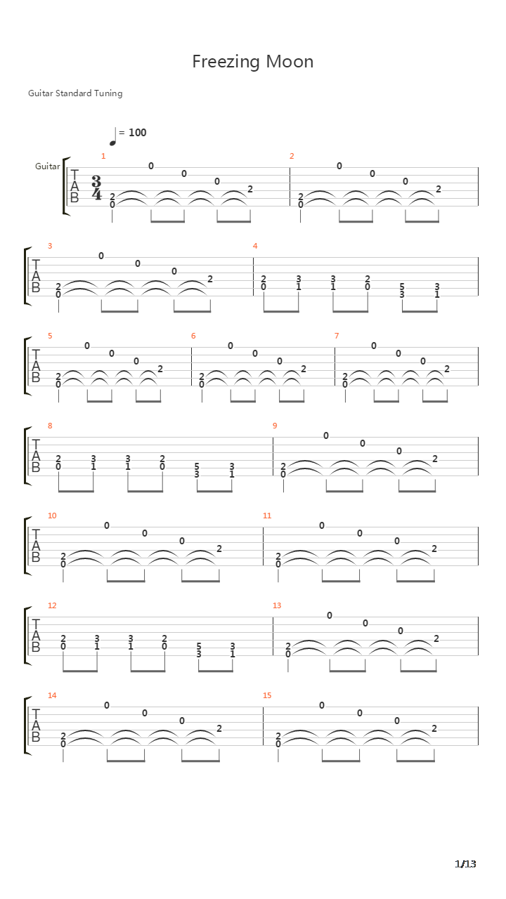 Freezing Moon吉他谱