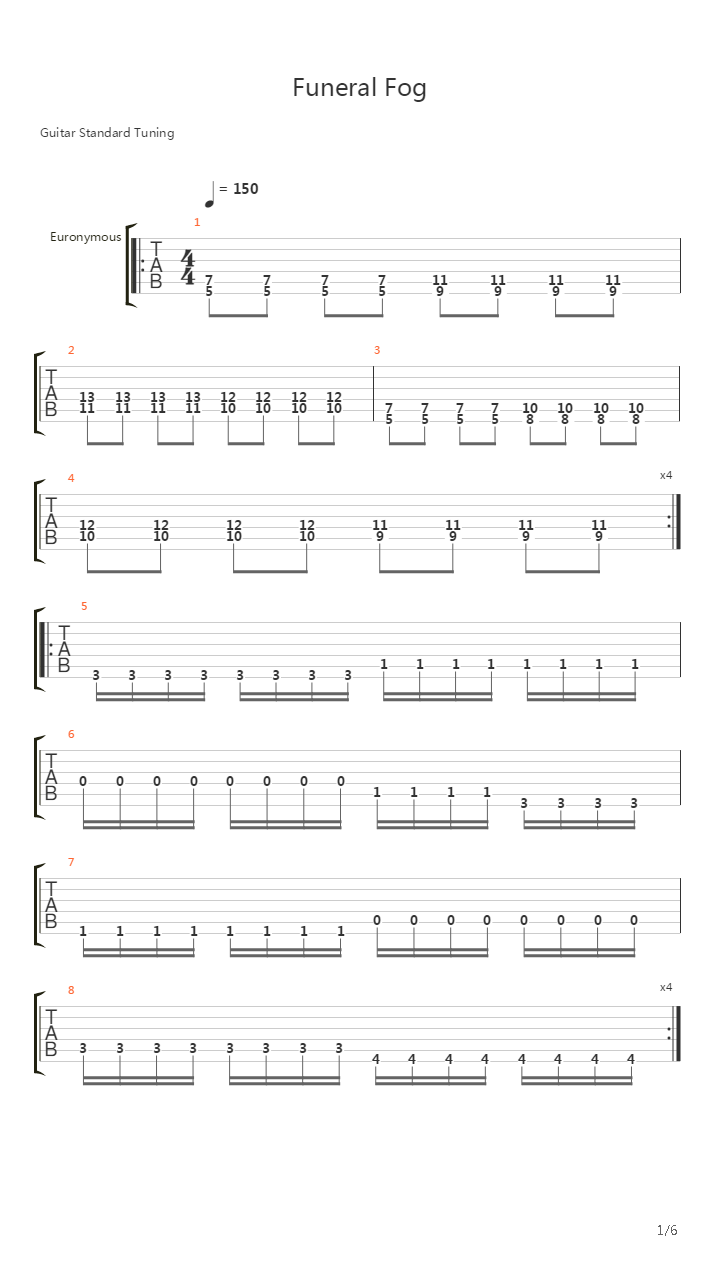 Funeral Fog吉他谱